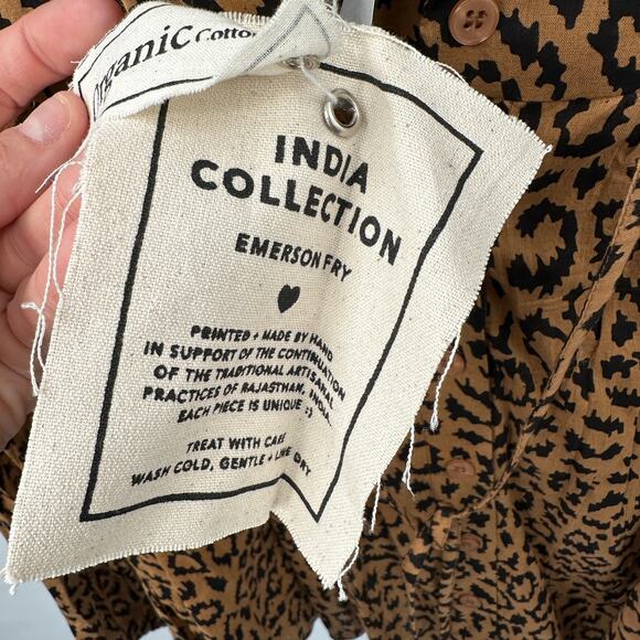 EMERSON FRY NWT India Collection Emmaline Org Cotton Animal Print Blouse // S - Picture 8 of 13